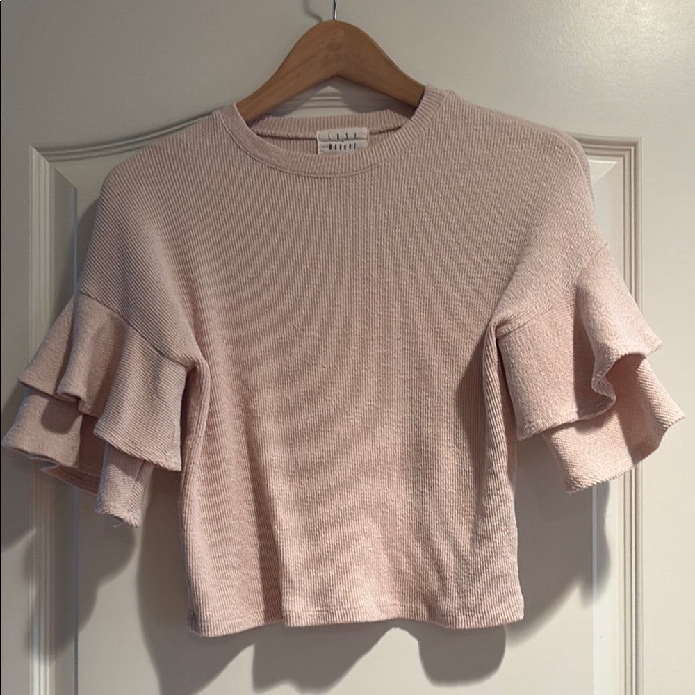 Aritzia Blush Ruffle Sleeve Blouse
